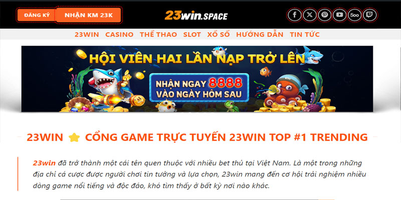 Hướng dẫn nạp tiền tại 23win.com